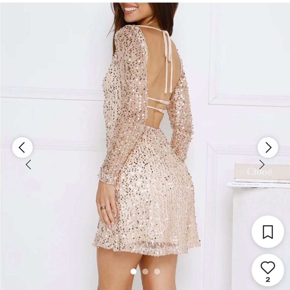 Hello Molly Sparkling Long Sleeve Dress - Cream - Picture 2 of 5